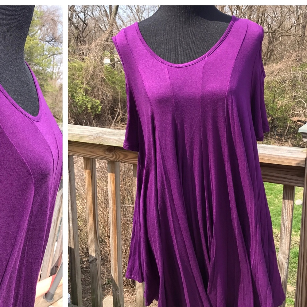 Bright Purple, Emerald 3X Tunic Top NWOT